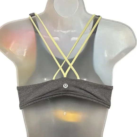 Lululemon Energy Gray Strappy Razorback Workout Support Sport Bra